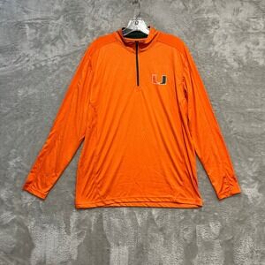 Miami Hurricanes Quarter Zip Pullover Mens Medium Orange NCAA Logo Colosseum
